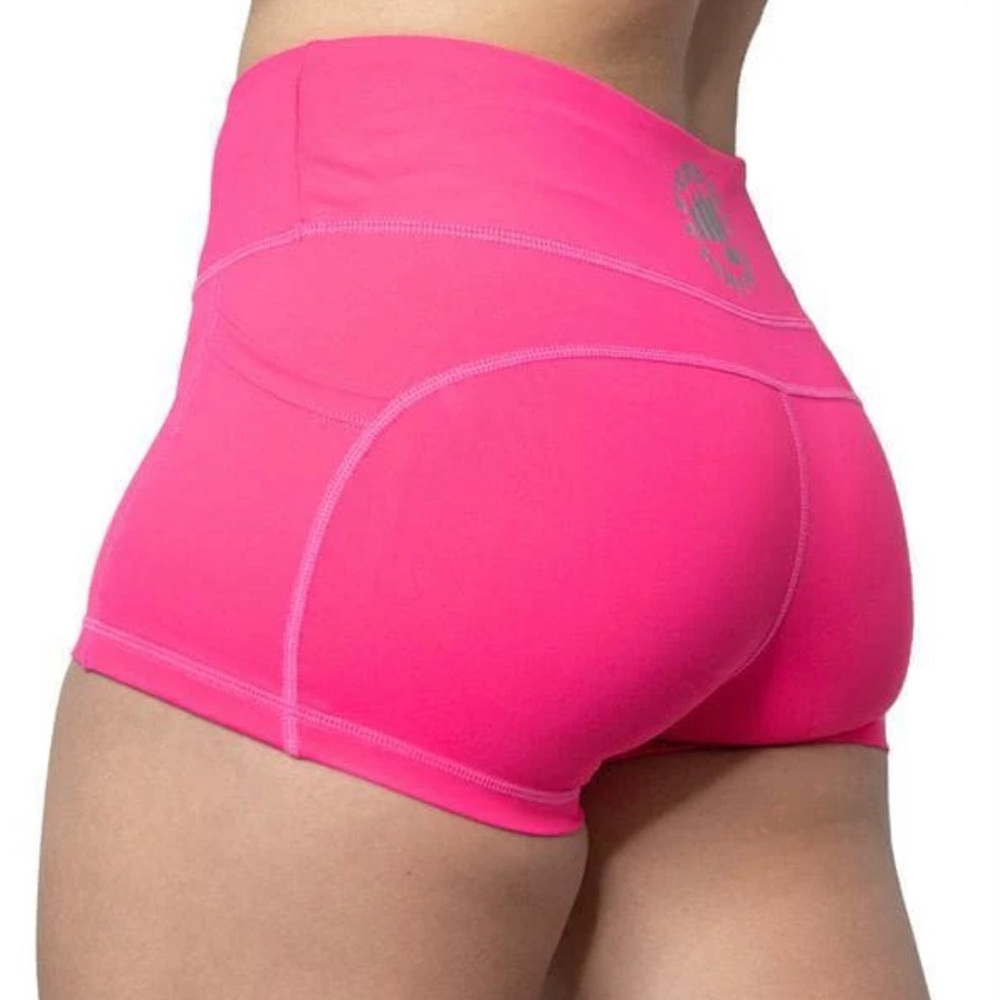 Women’s Feed Me Fight Me Booty Shorts, Size S, Neon Pink